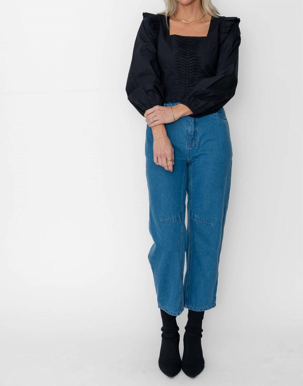 NEW WEST OF beatrice long sleeve top in black